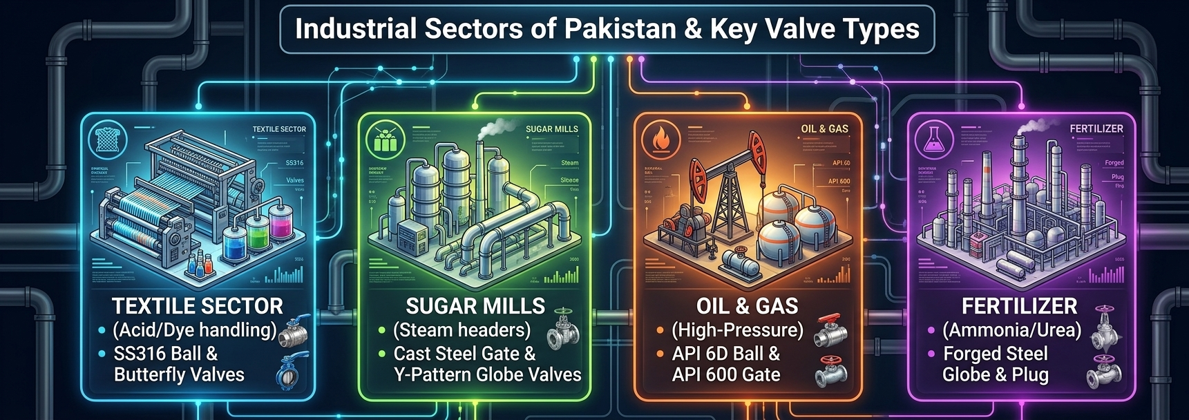 Industrial Sectors of Pakistan and Key Valves Types